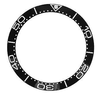 Anello della lunetta dell'orologio in ceramica Professionale 38 millimetri Inserto della lunetta dell'orologio Parti di ricambio Accessorio per orologiaio Base nera Cifra bianca