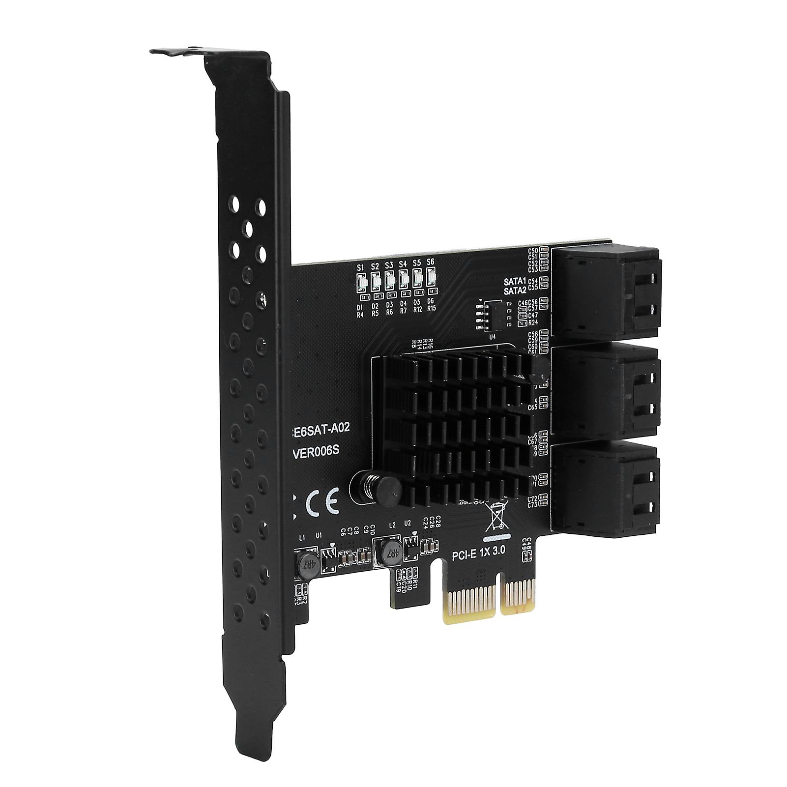 Expansion Card PCIE to 6Port SATA3.0 Hard Disk 6G ASM1166 Master GEN3 1 x Interface