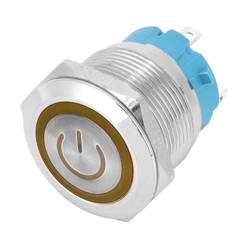 2PCS 22mm 4 Pin Push Button Switch 3-6VDC Yellow Light