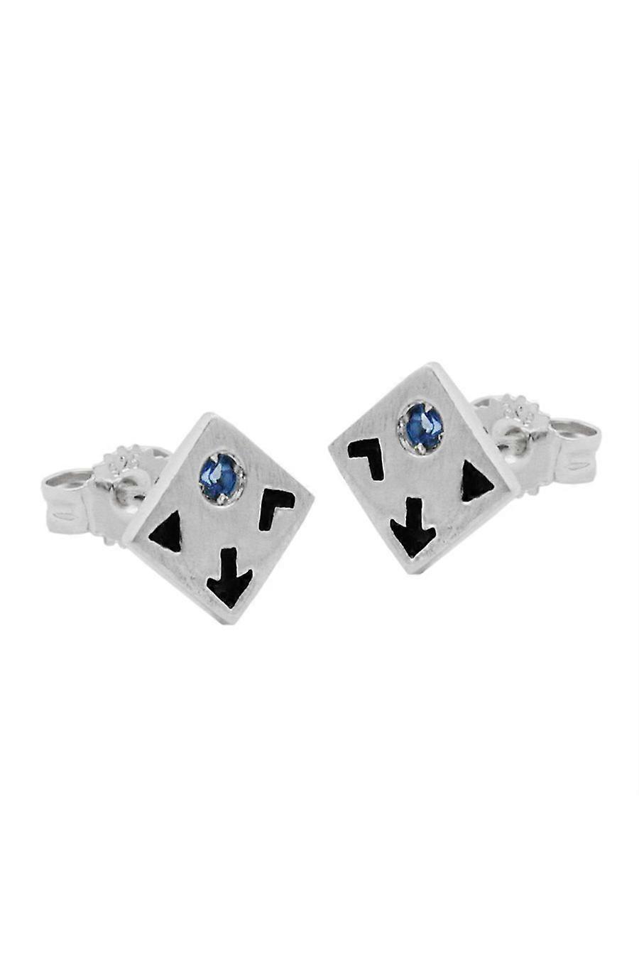Stud Earrings Square Blue Zirconia Silver 925 - Gl92097