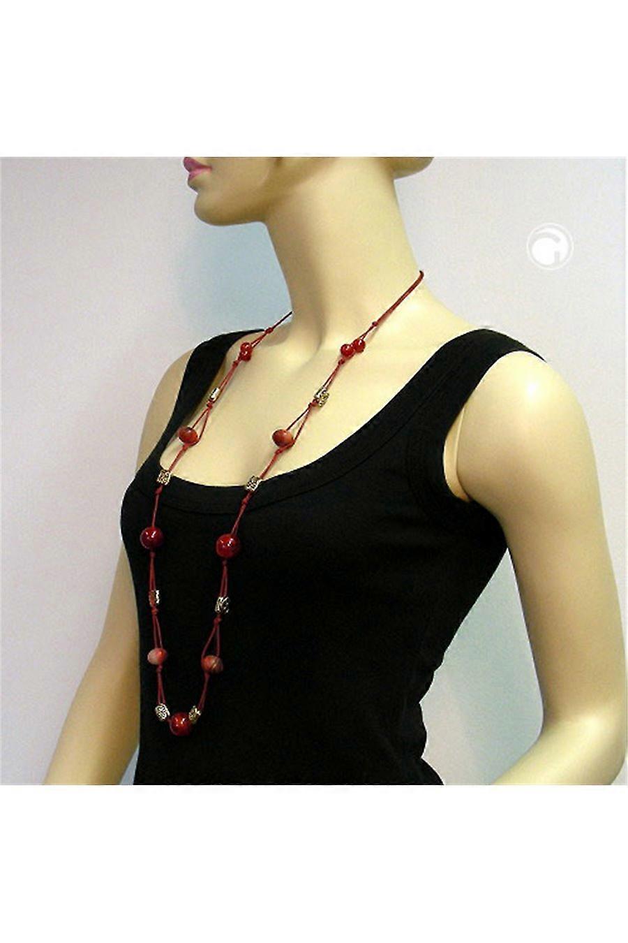 Necklace Beads Red Gold-tone - Gl02133