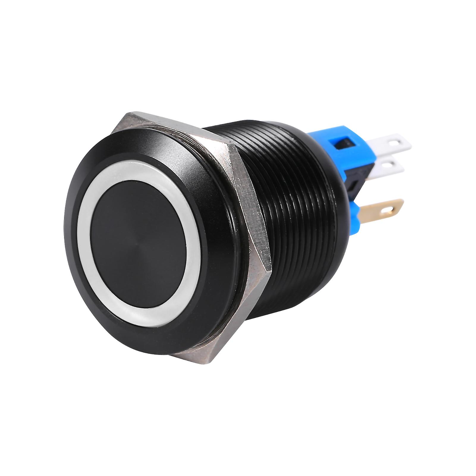 22mm Waterproof Self-locking Push Button Switch 12V-24V White LED