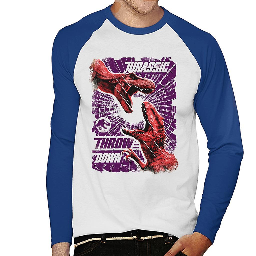 Jurassic Park Throw Down Men's Baseball Long Sleeved T-Shirt