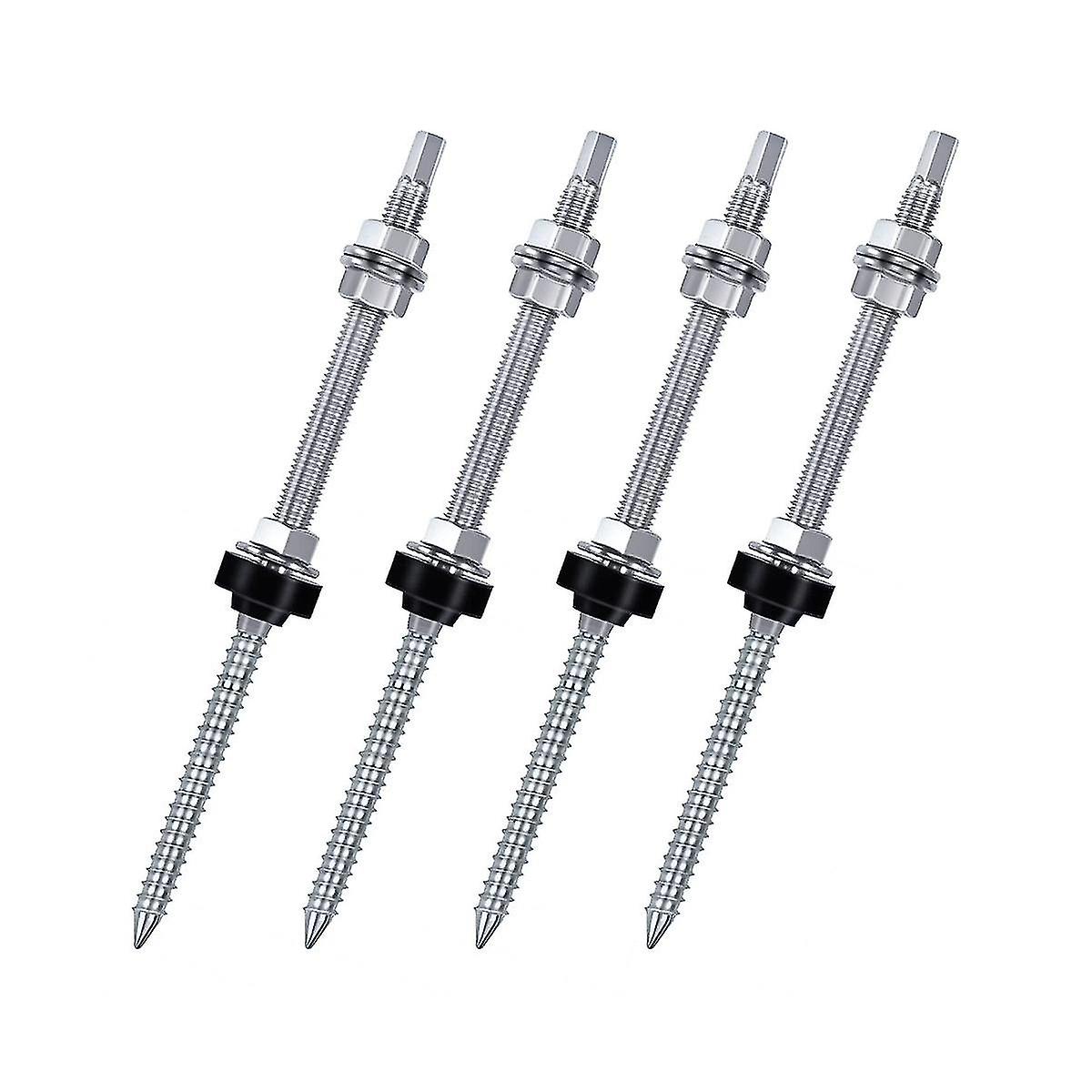 Hengerbolter, M10 x 250 mm, ferdigmontert, V2a, høydejusterbar, for solcellemontering