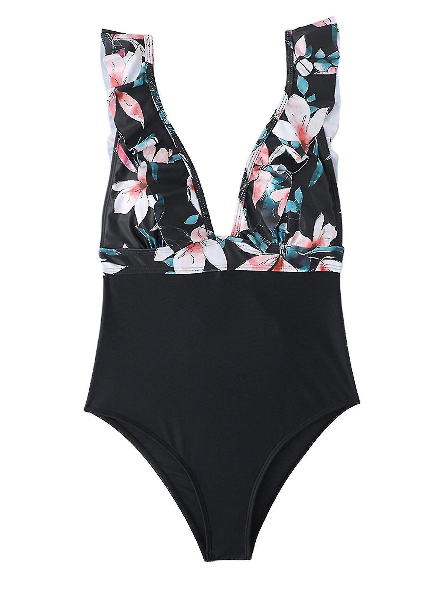 Dam Badkläder Tryck Rygglös Baddräkt i ett stycke