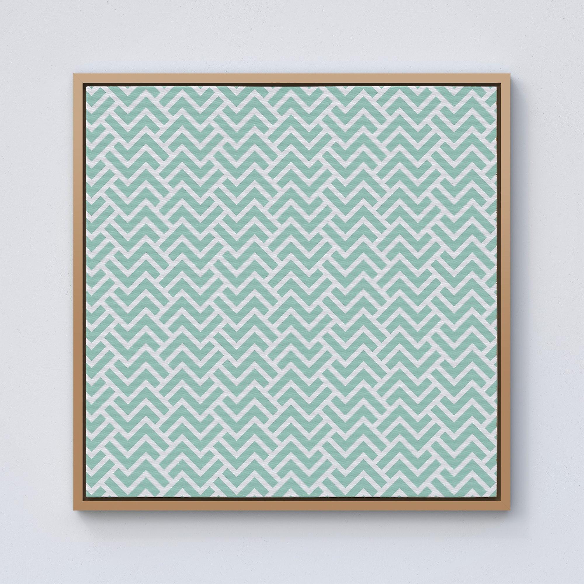 Green Geometric Pattern Framed Canvas