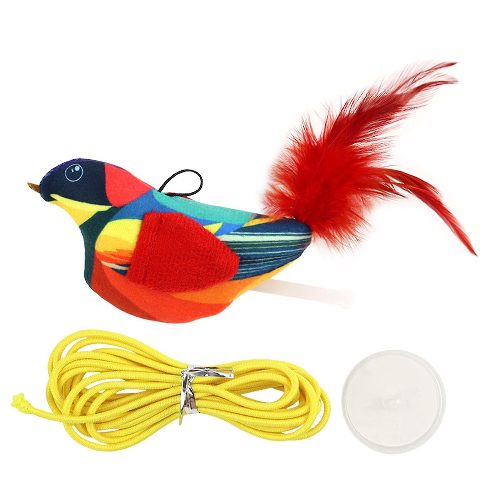 Hanging Door Cat Plush Toy with Sound for Training Cat Run Indoor Cats Kitty red