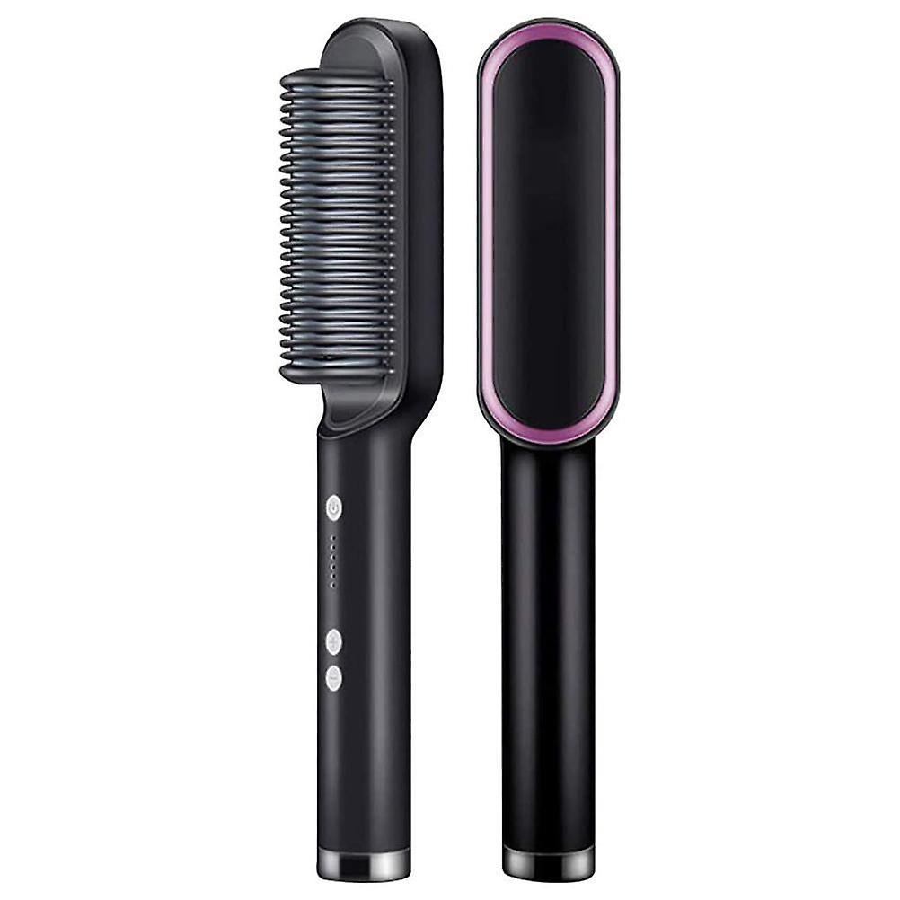 Professional 2 in 1 Electric Hair Straightener and Curler, Straightening Brush and Curling Iron with 5 Adjustable Temperature Settings
