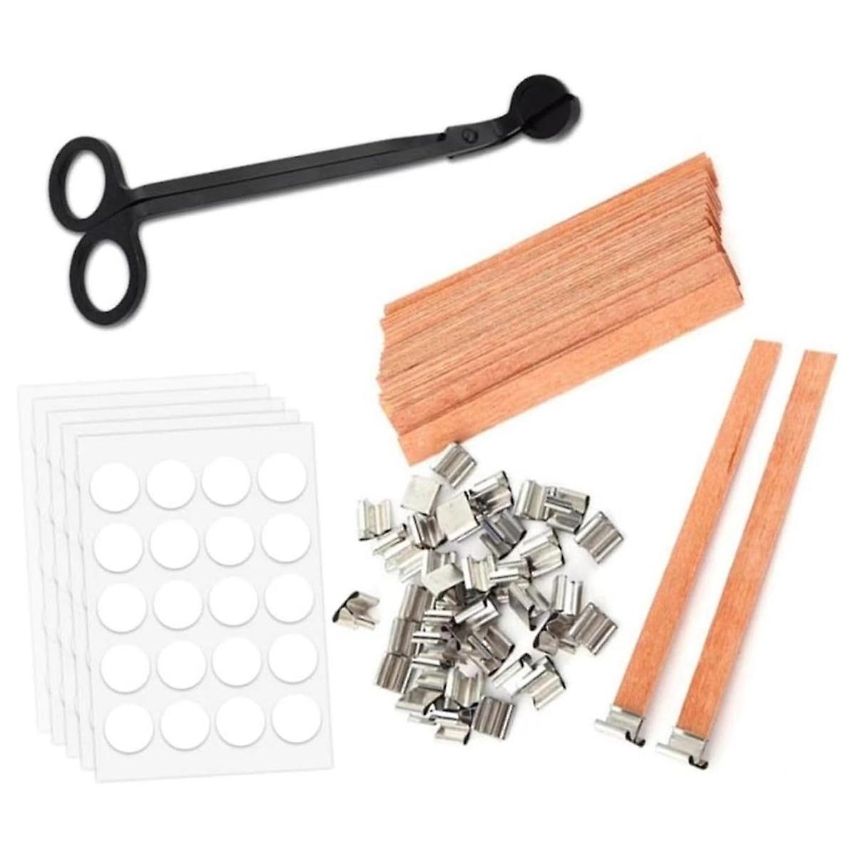 Candle Trimmer and Smokeless Candle Wicks with Iron Stand for DIY Candle Making,100Pcs 5.1 X 0.5 Inch
