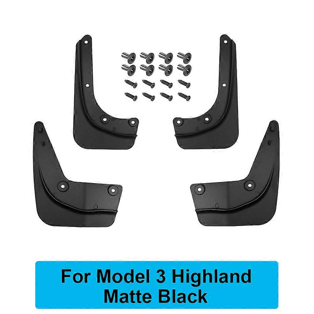 Matte Black Carbon Fiber Pattern Splash Guards Mud Flaps for 2020 - 2024 Tesla Model Y 3 Highland Mudflap No Need to Drill Holes