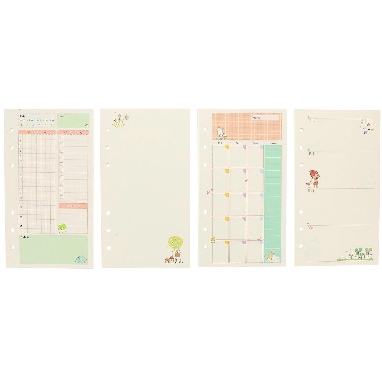 4 Books of Convenient Notebook Papers Compact Writing Pads Replaceable Binder Papers