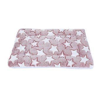Dog Warm Mat Autumn Winter Double Sided Plush Comfortable Soft Thickened Cute Star Pattern Pet Sleeping Pad Pink L