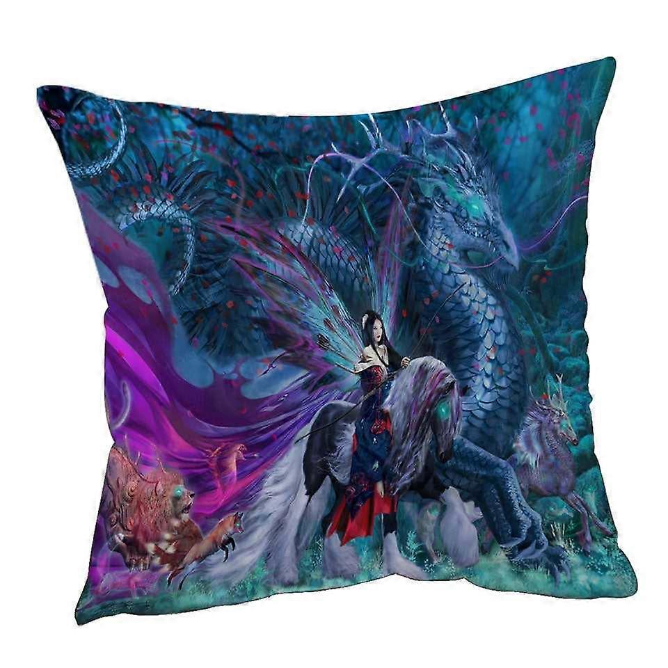 Cool Fantasy Digital Art Ride of the Yokai Cushion Cover