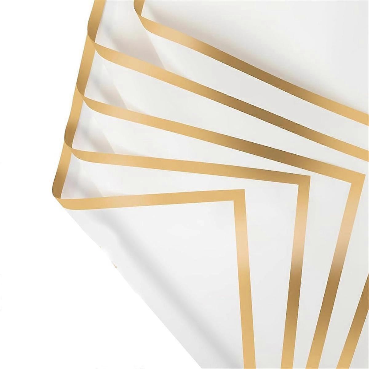20 Sheets Flower Wrapping Paper 22.8x22.8 Inch, Waterproof Floral Bouquet Wrapping Paper Gold Edge Bouquet Supplies