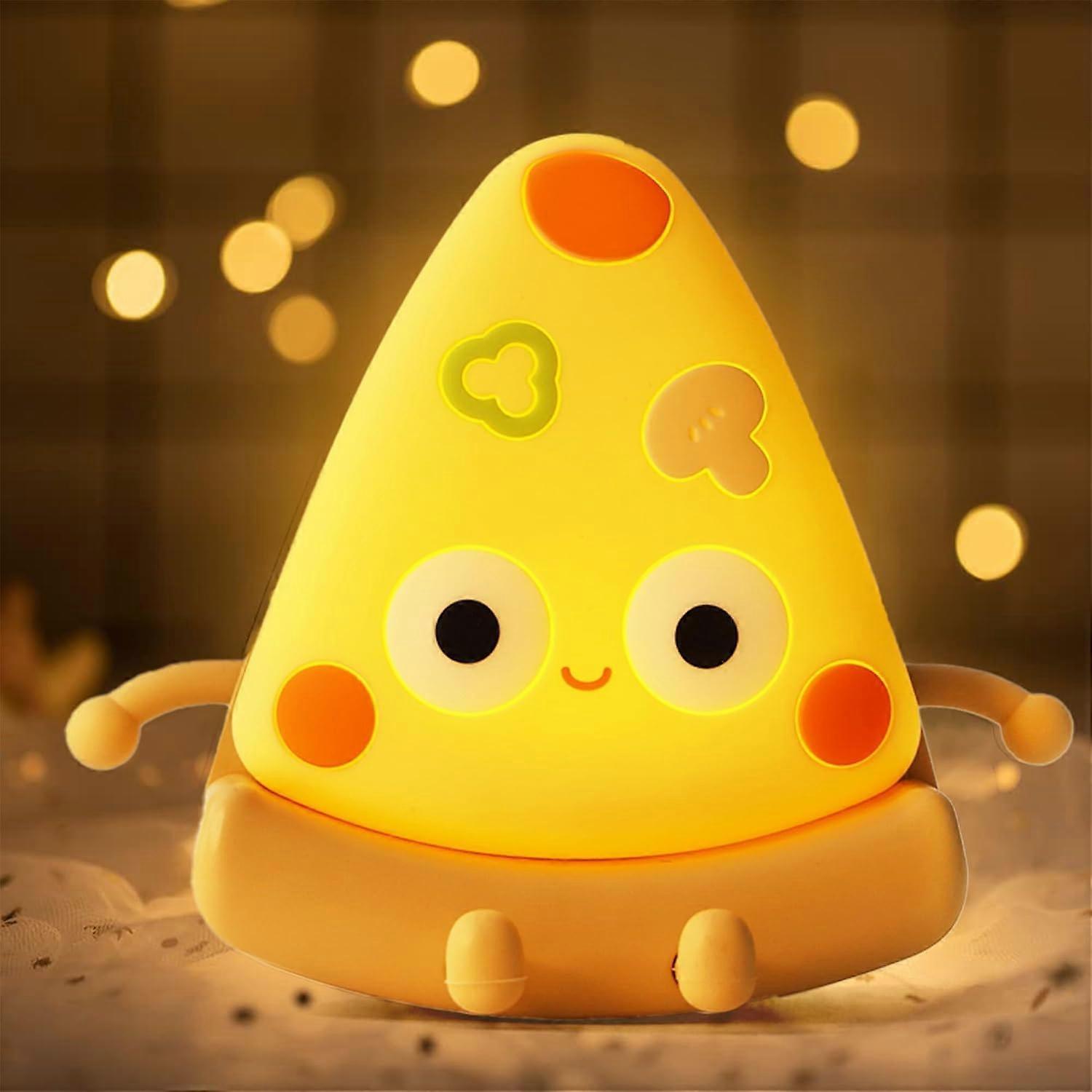 Pizza Night Light, Soft Silicone LED Touch Lamp for Kid, Nursery Portable Nightlight with Dimmable Timer