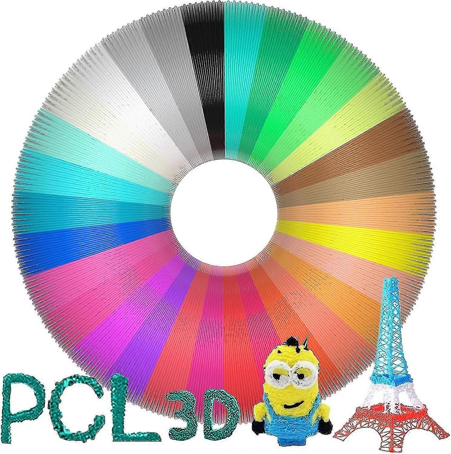 30 Farben 3D-Druckstift-Filament-Minen - 75 mm PCL-Filament - 495 Fuß Gesamtlänge