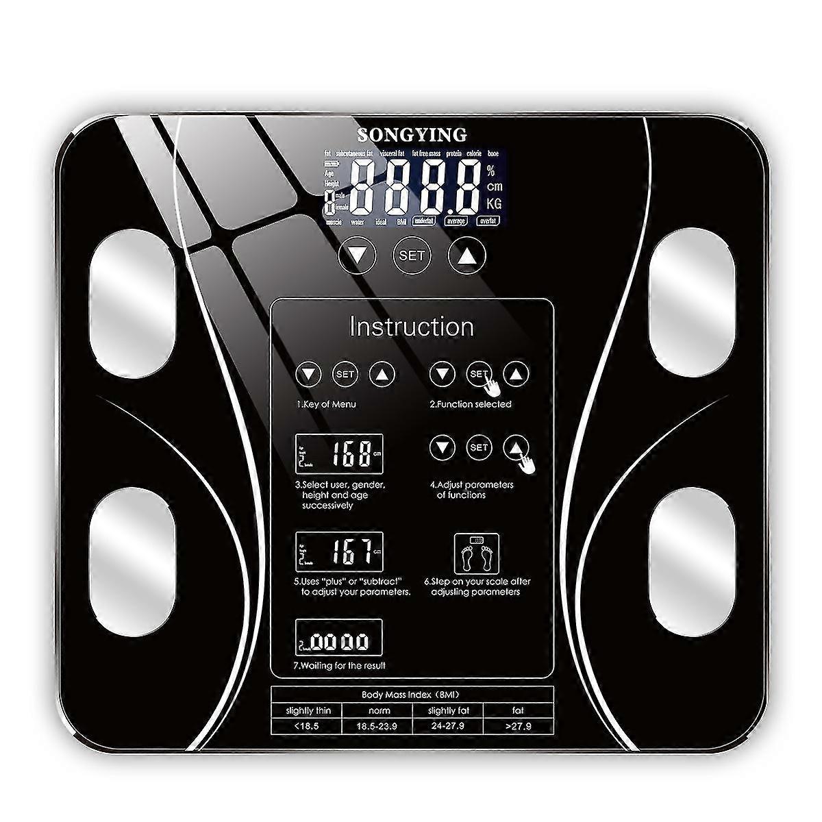 Body Composition Scale Electronic Scale Lcd Digital 180kg, Black
