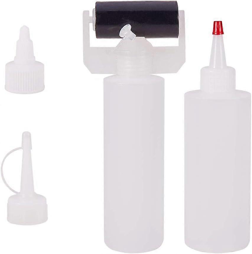 Set of 2 Squeeze Bottles - 6oz Plastic Squeeze Bottles with Red Tip Caps 6.8 Ounce Glue Roller Bottle Slot Applicator for Crafts Art Glue Multi Purpos