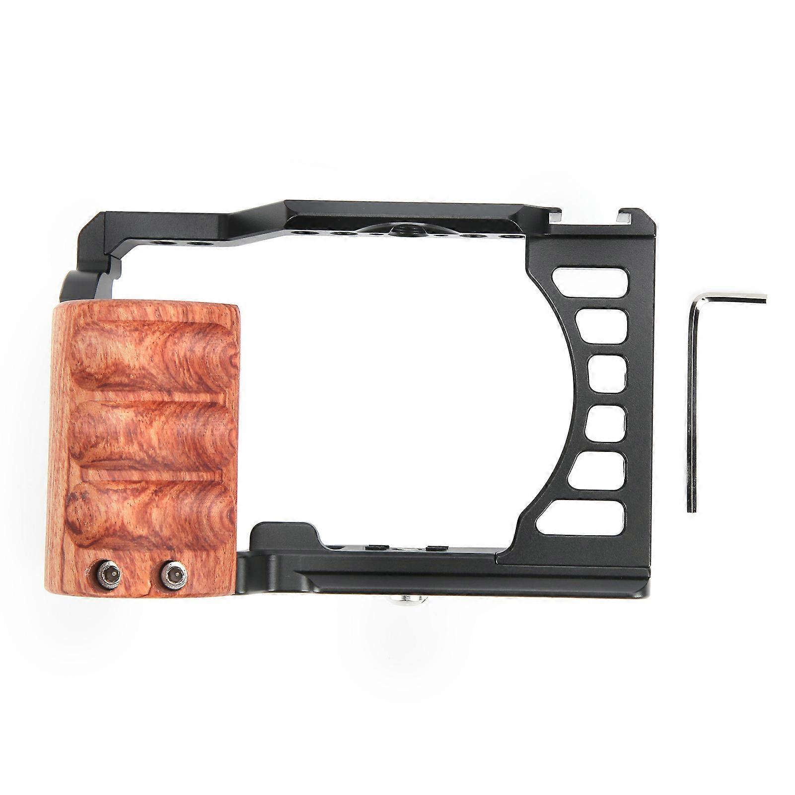 Aluminum Alloy Camera Video Shooting Cage Kit with Wooden Handle Grip for Sony A7C