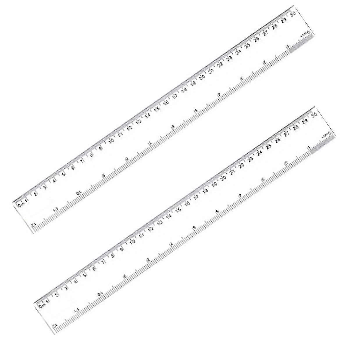 Set Of 2 Acrylic Straight Ruler Measuring Range 0-30cm Clear Accurate Scales