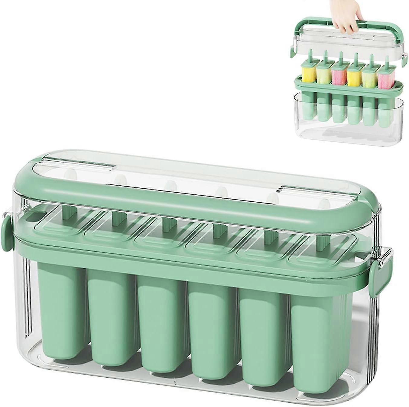 Ice Lolly Moulds 6 Cavities Silicone Popsicle Molds Premium Ice Cream Mold with Cover Reusable Ice Pop Maker with Reusable Sticks cute popsicle mould