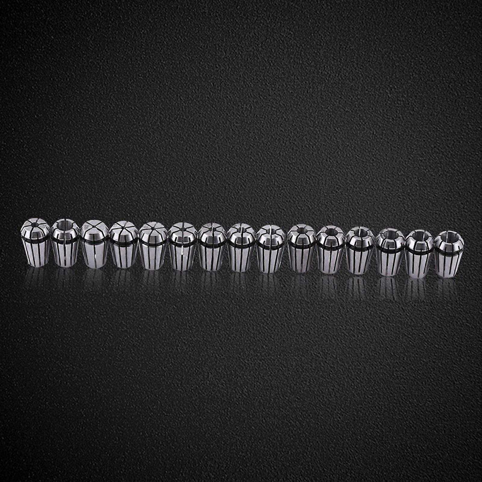 15pc ER11 Spring Collet Set For CNC & Milling Machines (0.39" OD, 0.7" Height)