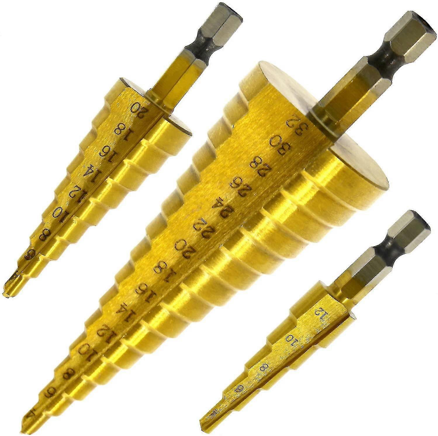 2024 Set Of 3 Staggered Countersink Drill Bit, Hss Stainless Steel, Triangle