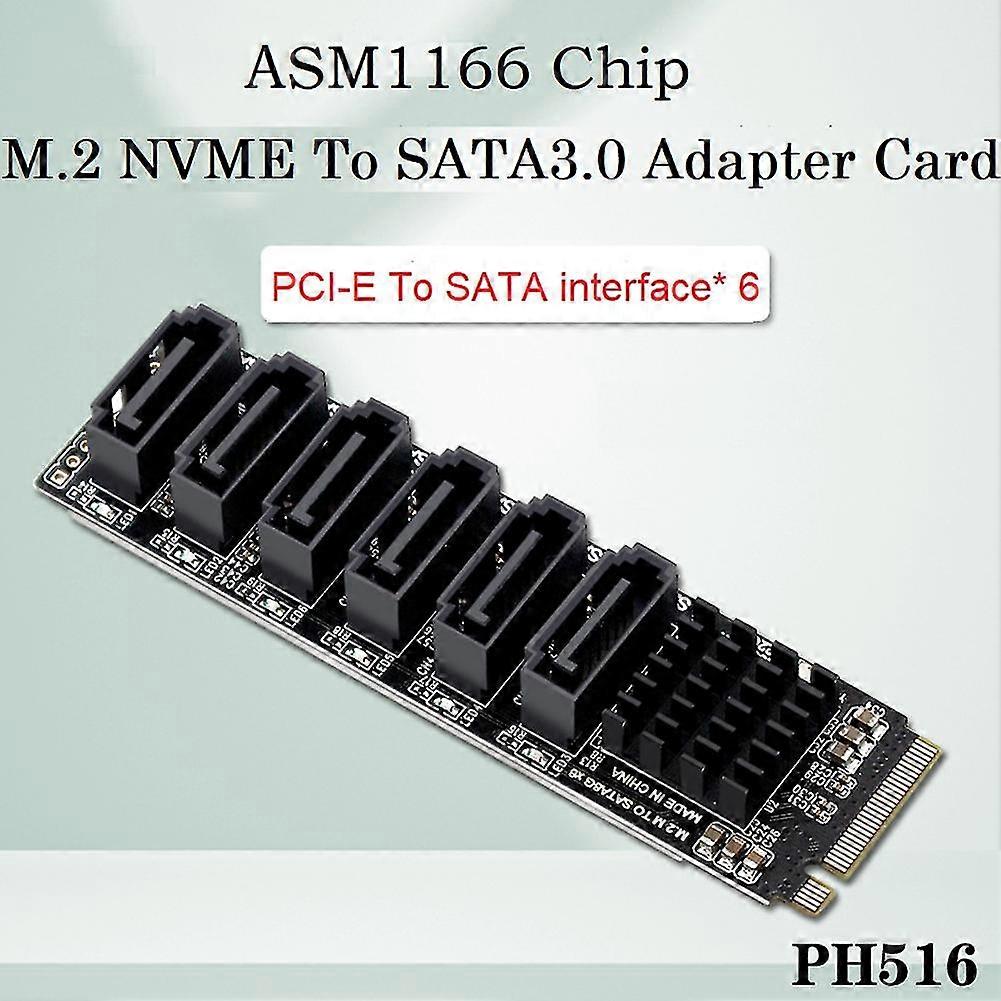 M.2 Mkey Pci-e Riser Card M.2 Nvme To Sata3.0 Pcie To Sata 6gpbsx6-port Expansion Card Asm1166 Supp
