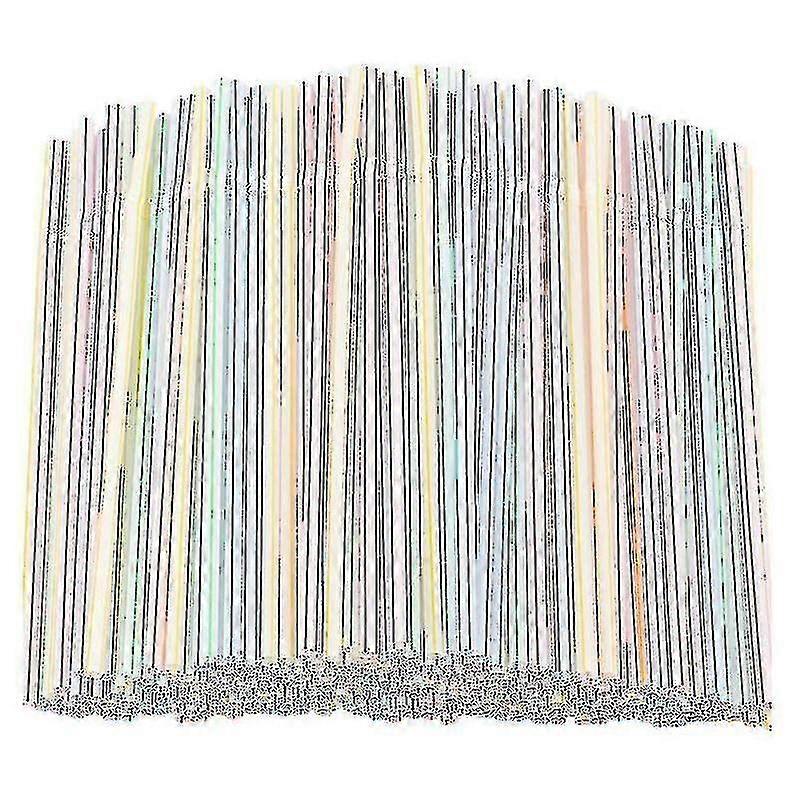 1000 Pcs Flexible Plastic Straws Striped Multi Colored Disposable Straw-h