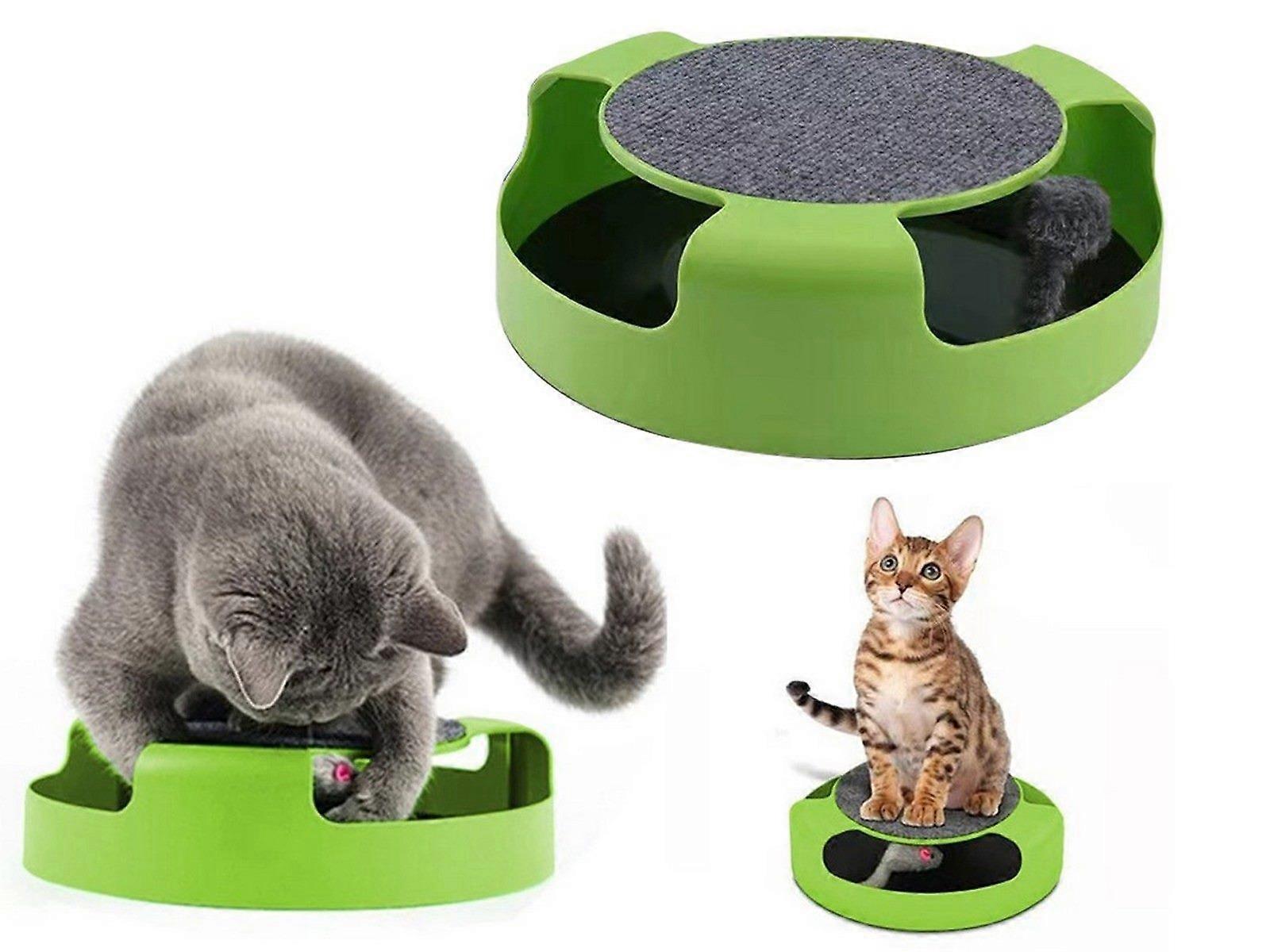 2PCS Pet Cat Catch Mouse Interactive Toy Cat Scratch Board with Scratch Claw Mat