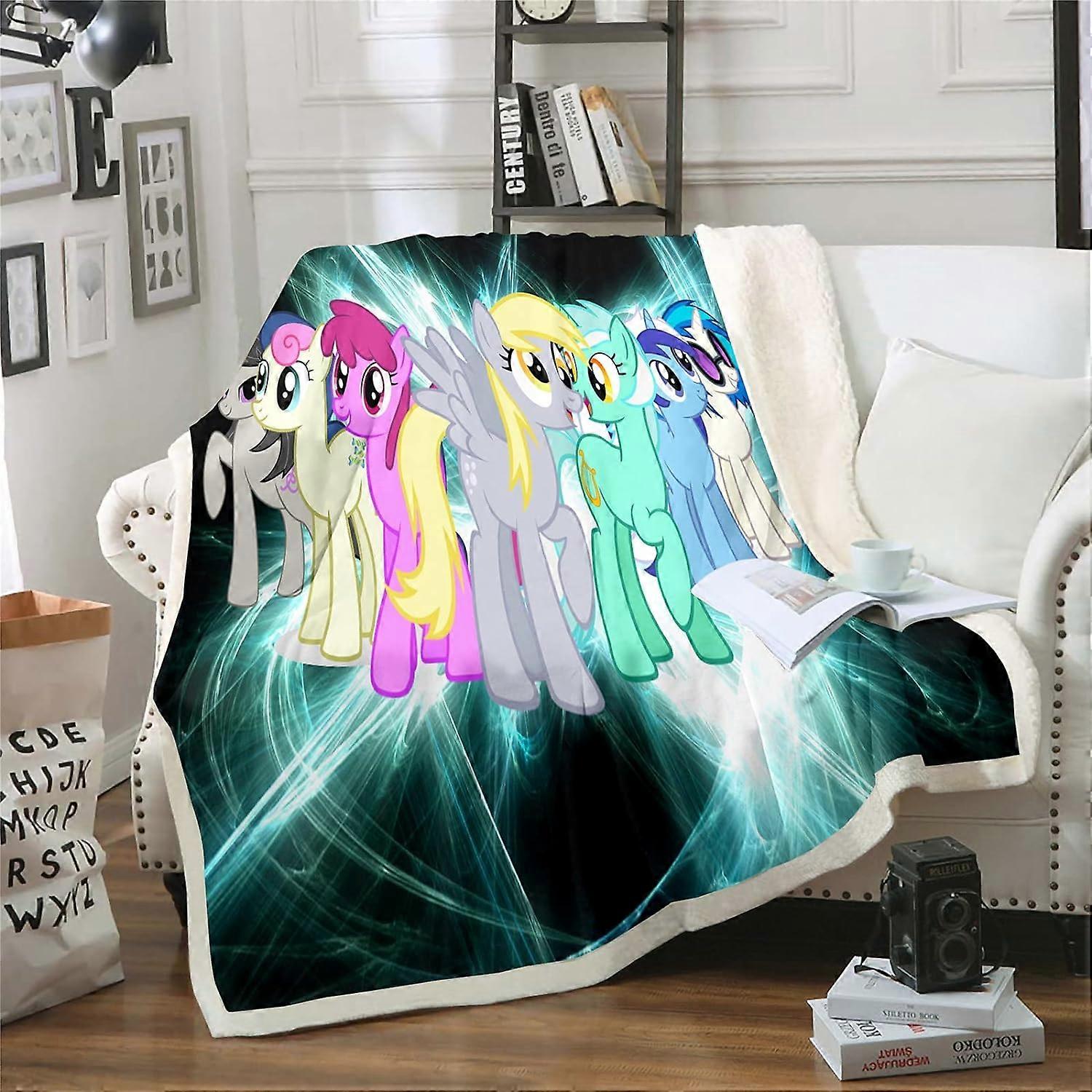 Pony Blanket, Fleece Blankets, Cuddly Blanket, Thin Blankets for Sofa, Ultra Soft and Warm Microfibre 3D Print, for Adults and Children