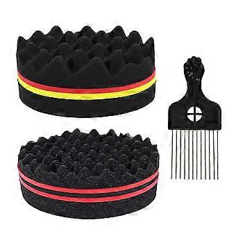 Schwamm Haarbürste, 3 Stück Magic Sponge Haarbürste Lockenschwamm Große Löcher Set Schwarz Twist Schwamm für Salon Locken Wellen Perücke Flecht Haarkamm