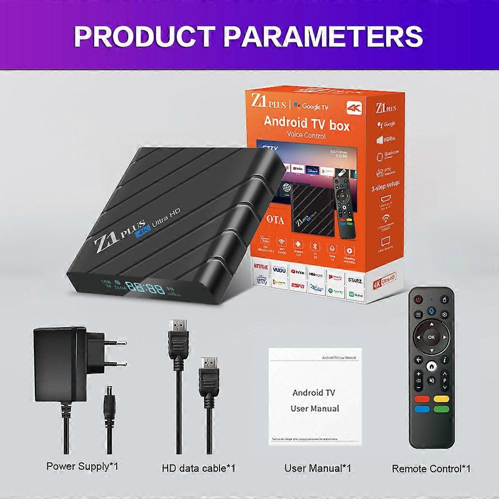 Z1 Plus TV Box Android 12.0 Allwinner H618 2GB RAM 16GB 32GB ROM BT5.0 AV1 3D Wifi6 2.4G&5G Wifi HDR Media Player Set Top Box