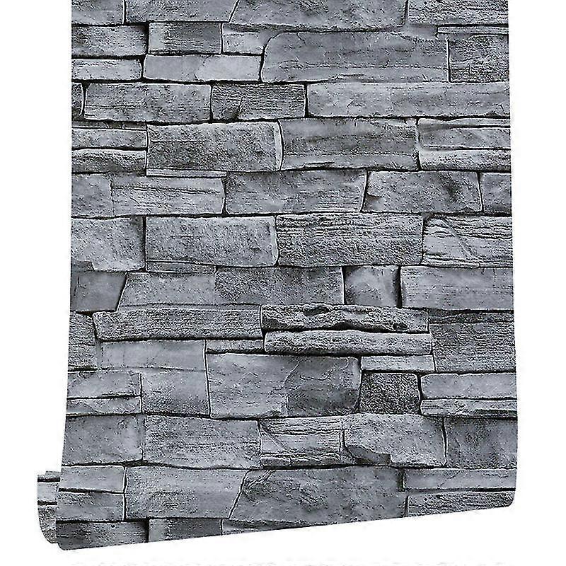 3D decorative PVC plastic wallboard, gray ceramic tile - 0.45 * 6m, one roll