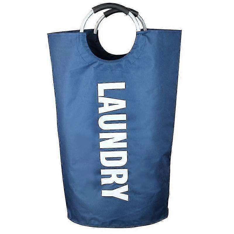 (dark Blue) Foldable Laundry Basket Washing Clothes Hamper Bin Storage Bag Collapsible Ring