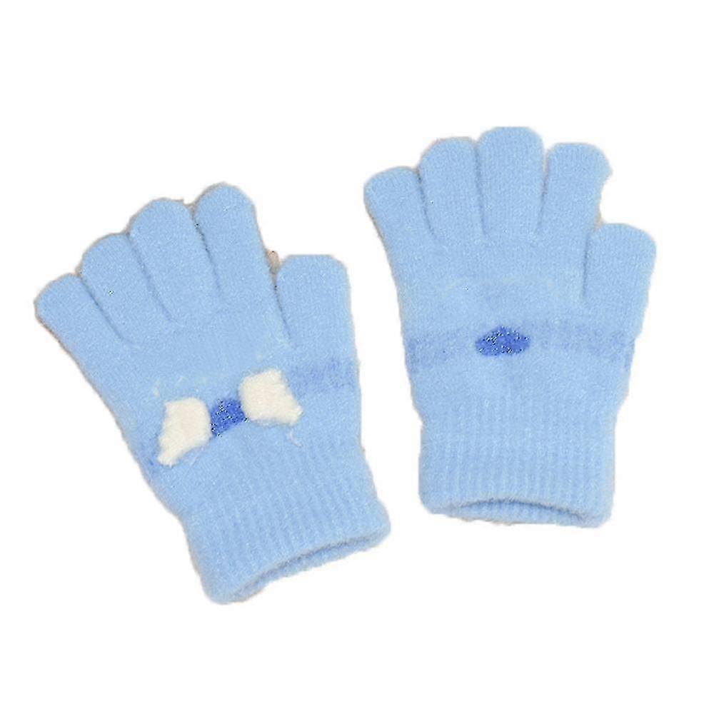 Children's Cute Kitty Warm Winter Knitted Glovesblue