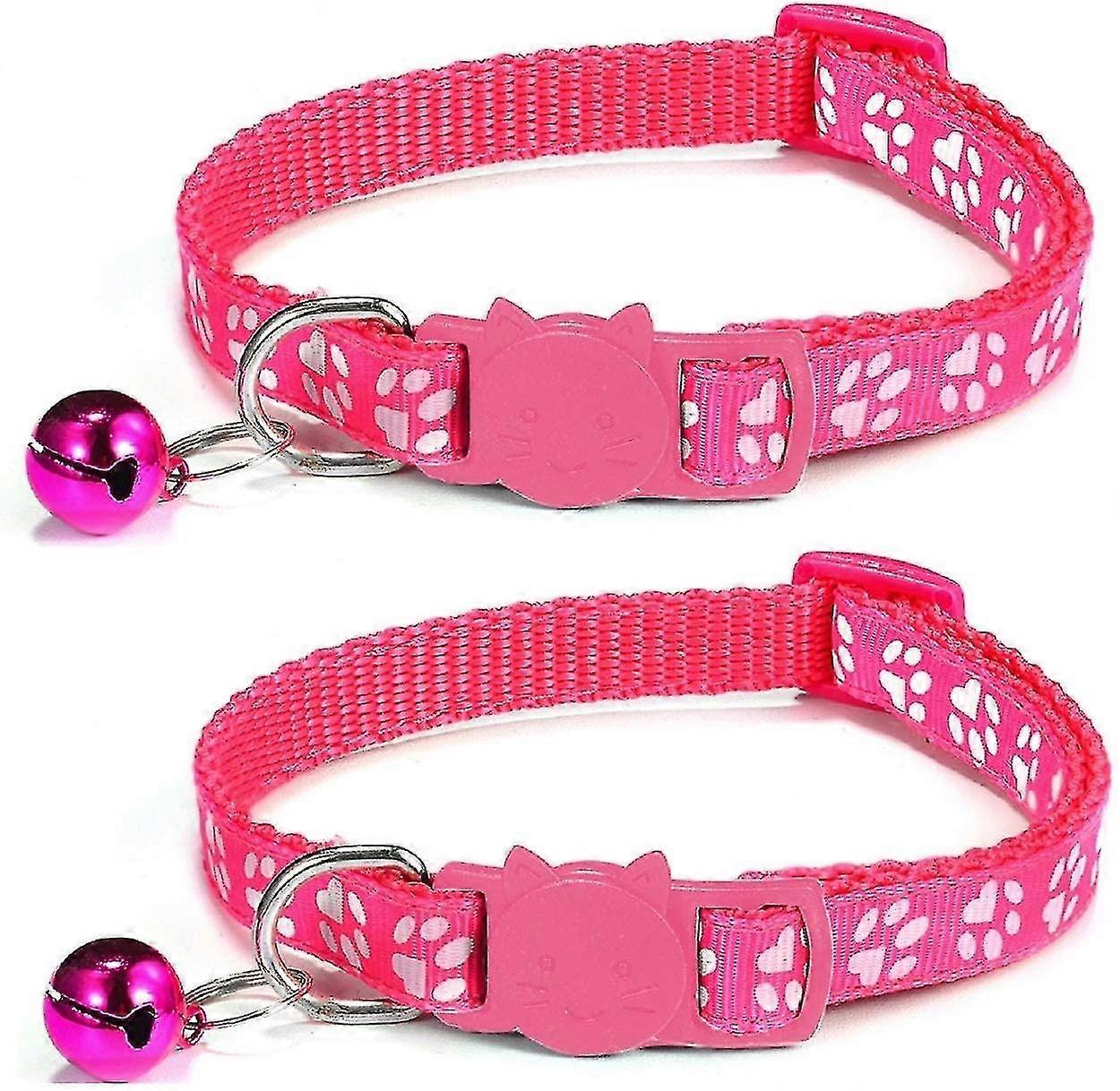 Cat Collar With Bell, Adjustable2pcs-pink)