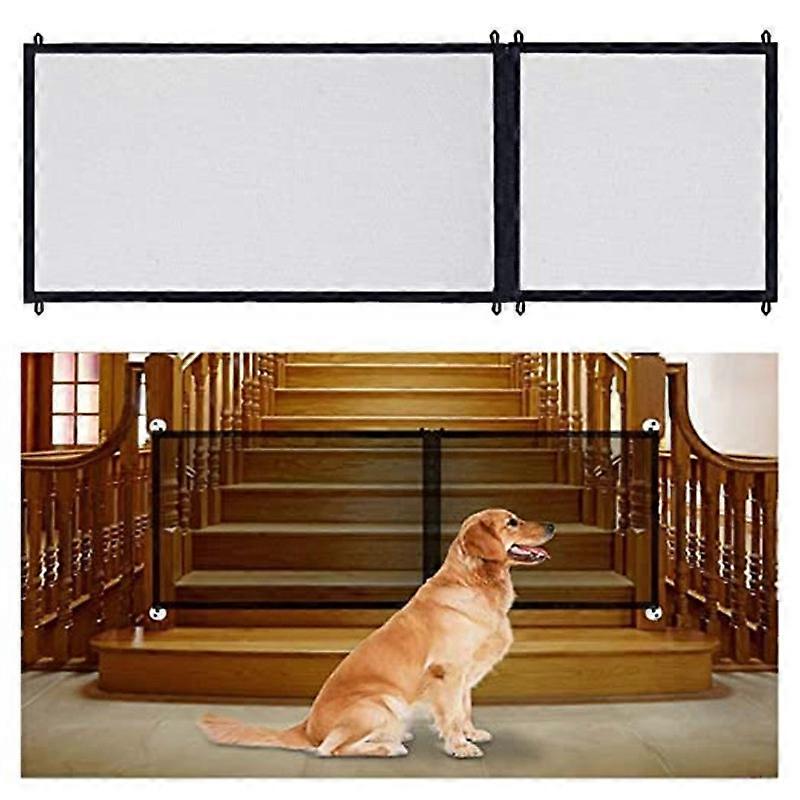 Magic Gate for Dogs,Portable Folding Stair Gate Safe Guard Isolation Net Install Anywhere for Dogs Cats-180*72CM (No Zip)