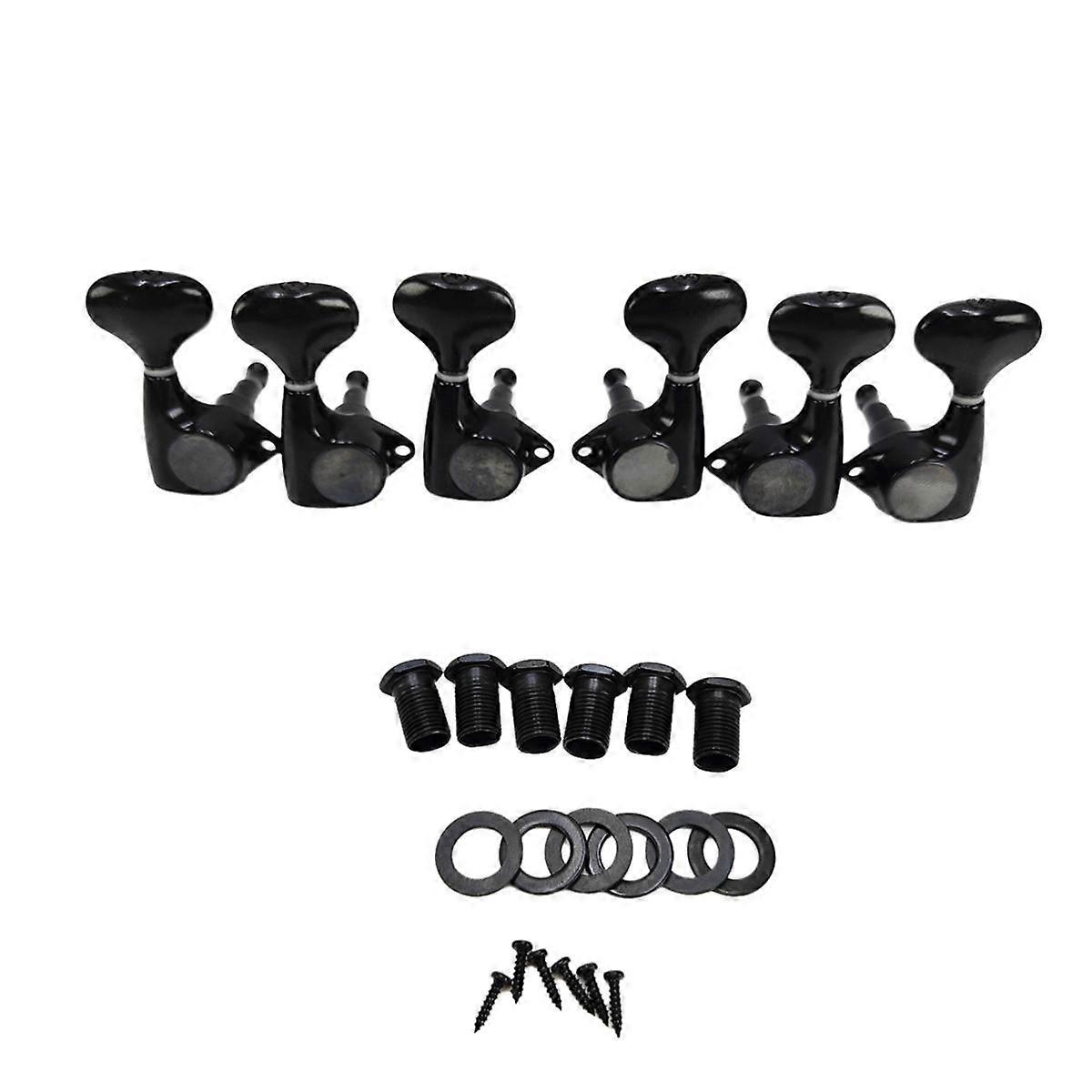 6 Pcs Small Fish-Tail Button Sealed-Gear String Tuning Pegs Tuners Machine Heads for Acoustic Elect