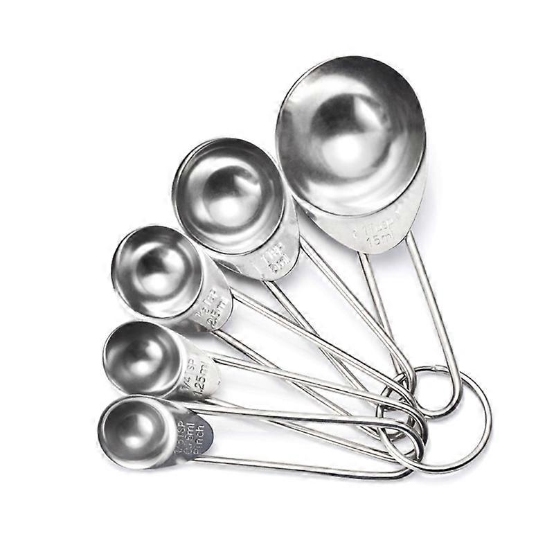5Pcs/Set Measuring Spoon Anti-rust Solid Stainless Steel Anti-rust Measuring Spoons for Kitchen KAESI
