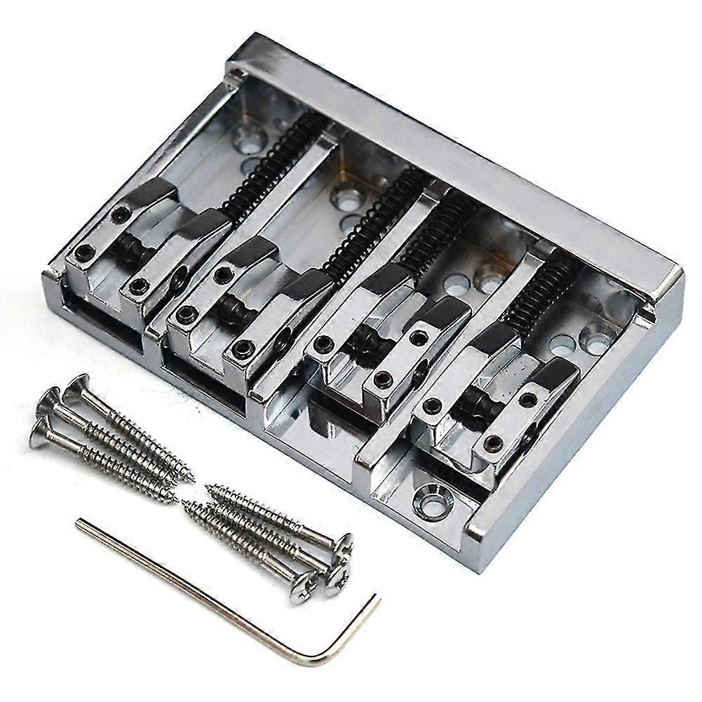 1 Set 4-string Electric Bass Roller Saddles Bridge Tailpieces With Screws & Wrench For 4-string Ele