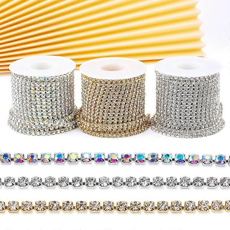 3Roll  3MM Crystal Rhinestone Close Chain