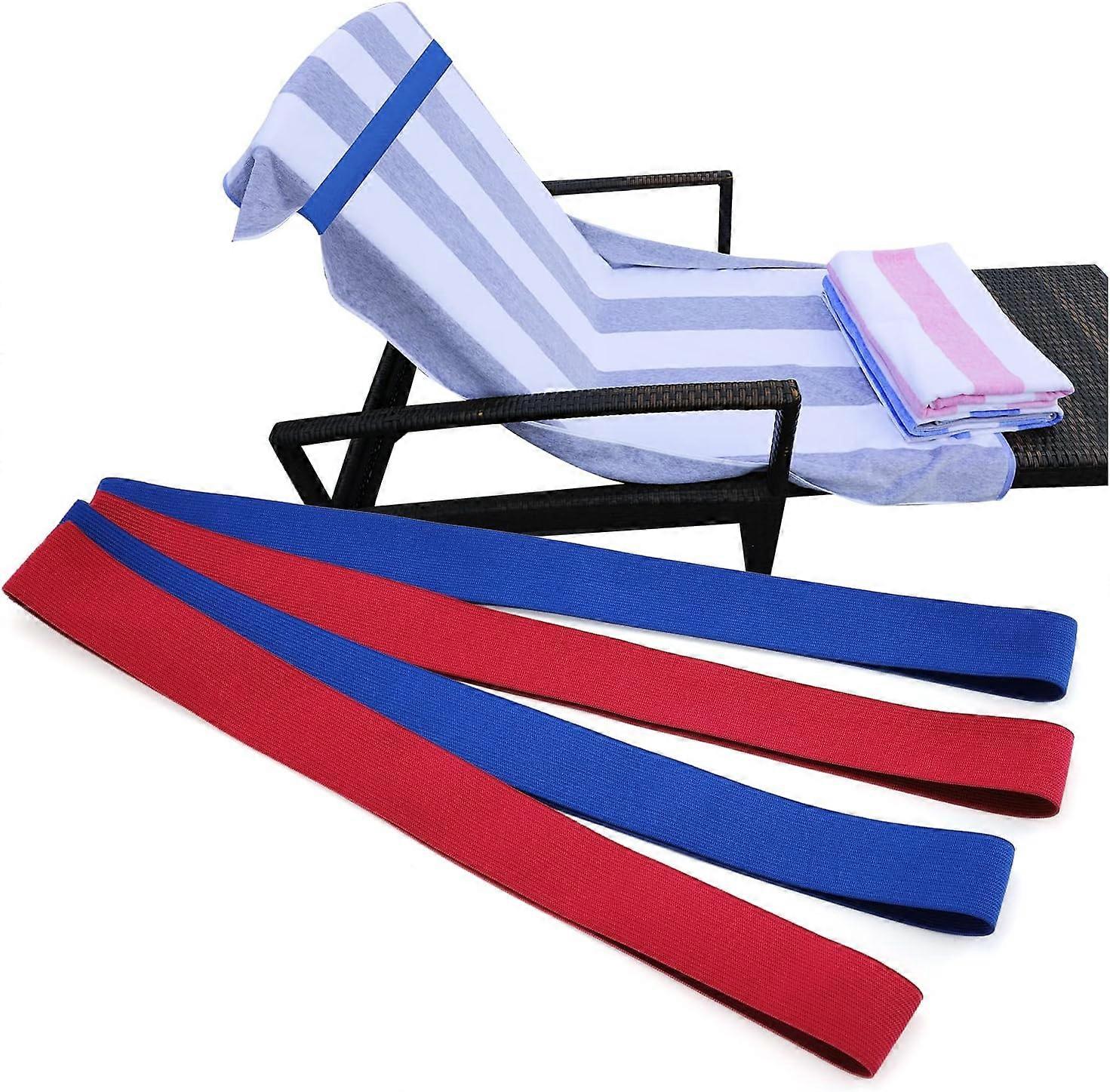 Towel Bands (4 Pack), Beach & Pool & Cruise Chairs, Cruise Essentials & Beach Accessories, The Better Towel Holder Beach Towel Clips (Red/Blue)