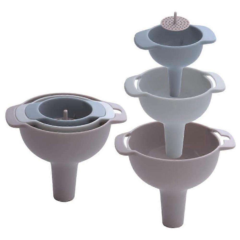 Kitchen Funnel Set Nested Funnels with Handle 4 Pack Food Grade Plastic Funnels with Detachable Strainer Filter