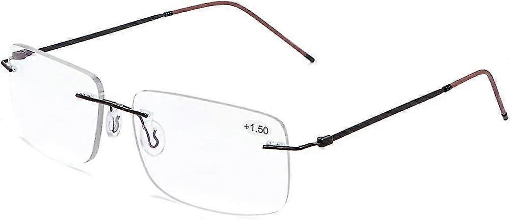 Rimless Progressive Multifocus Reading Glasses Blue Light Blocking No Line