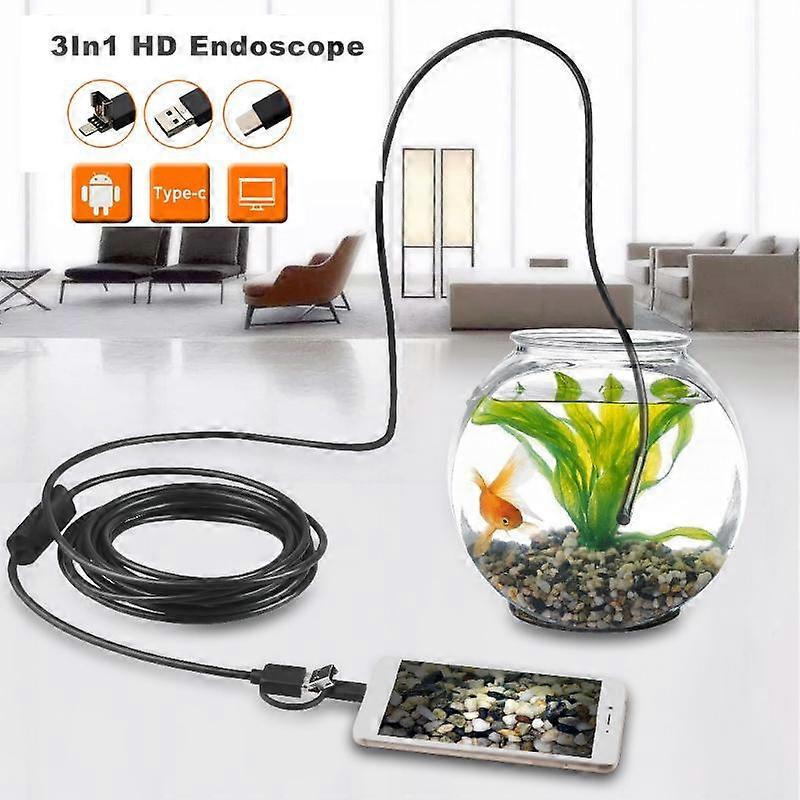7mm Micro Endoscope USB Flexible Car Pipe Inspection Borescope Camera with 6 LED Lights Support Type-C  and Windows