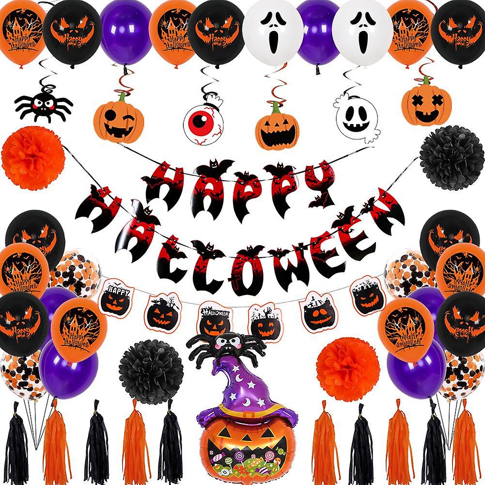 Halloween Letter Hanging Flag Banner Tassel Pumpkin Balloon Set