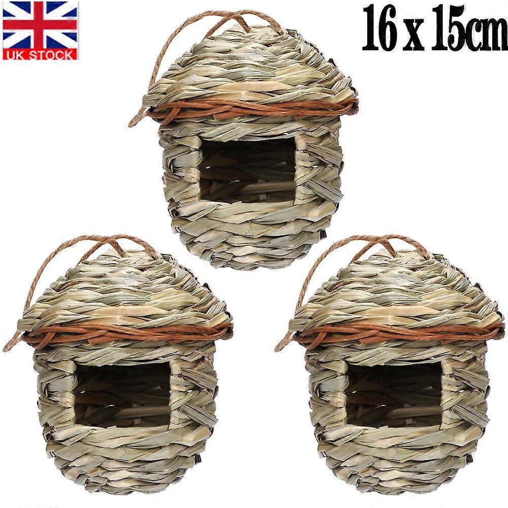 Reed Grass Hanging Bird Nest Box Straw Nesting Boxe Wild Birdhouse Straw Sparrow