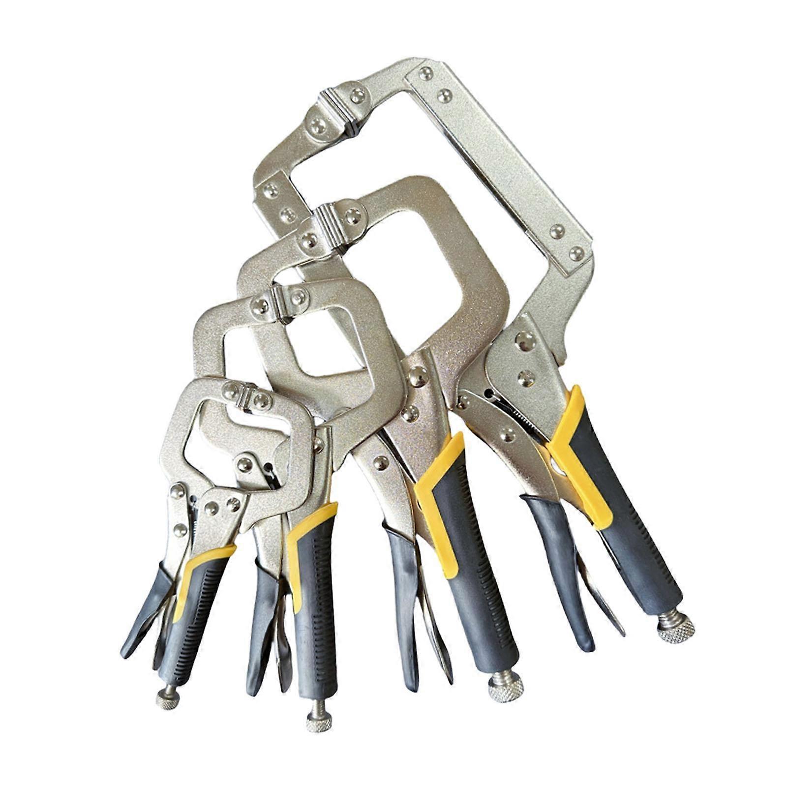 4 Pieces Locking C Clamp Pliers with Non Slip Handle Metal for Workshop Home