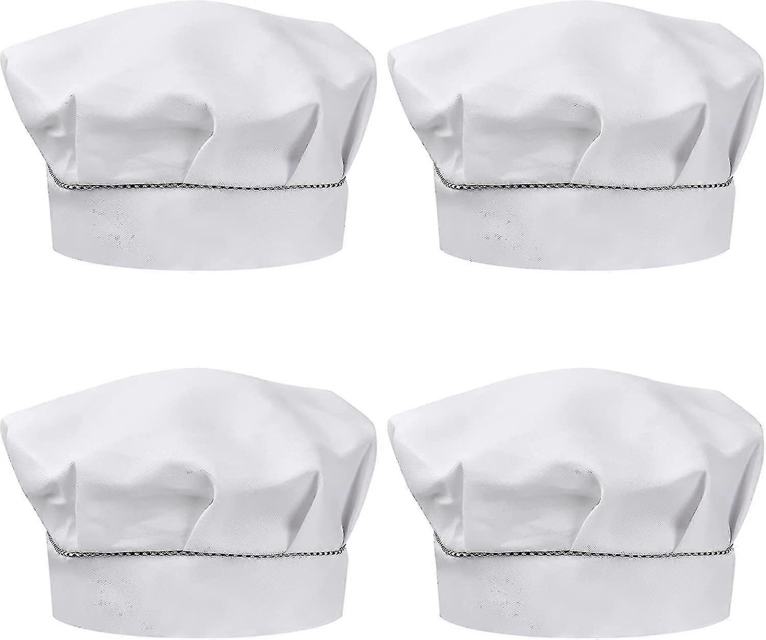 4個のチャイルドシェフハット3-13歳、調節可能なクッキングハットボーイガール、通気性のあるポリコットンシェフトーク、家庭料理用の幼児キッチンシェフキャップ